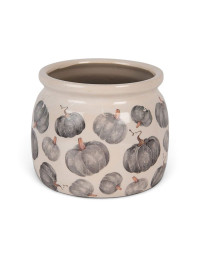 Pot de Fleurs céramique Citrouille gris 16x13cm