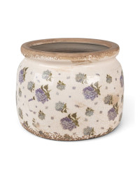 Pot de fleurs intérieur céramique beige bleu 15x20x20cm