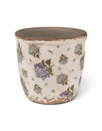Pot de fleurs intérieur céramique beige bleu 11x11x10cm