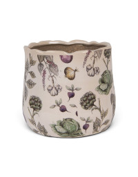 Pot de fleurs légumes beige céramique 18x18x16cm