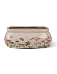Pot de fleurs ovale beige céramique 18x8x7cm
