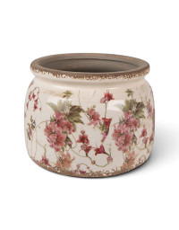 Pot de fleur rose céramique beige 15x20x20cm