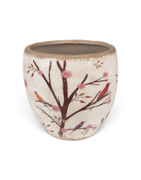 Pot de fleurs d'intérieur beige et marron en céramique14x13cm
