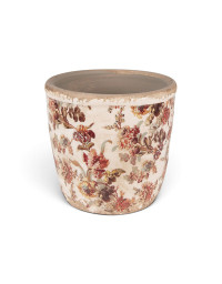Pot de fleurs céramique beige rose 13x13cm