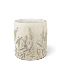 Pot de fleurs pierre tige de blé beige vert 13x13cm