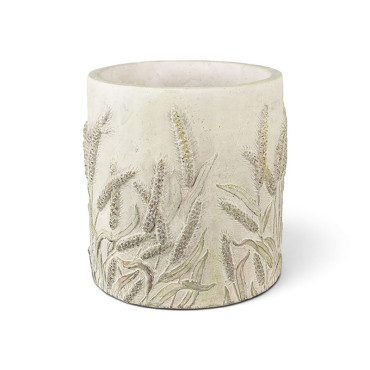 Pot de fleurs pierre tige de blé beige vert 13x13cm