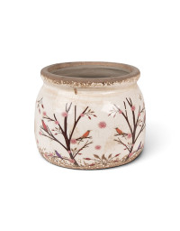 Pot de fleurs céramique branches beige marron 12x10cm