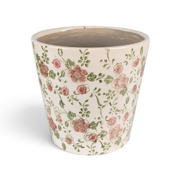 Pot de fleurs d'intérieur céramique beige 14x13cm