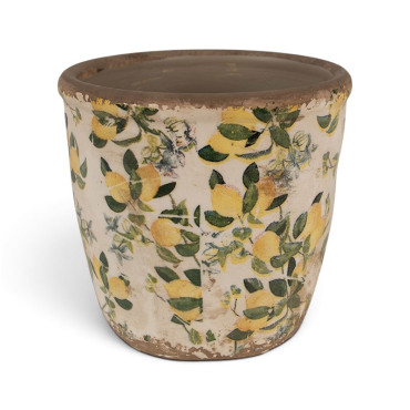 Pot de fleurs citron céramique 14x13cm