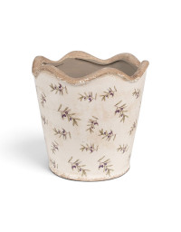 Pot céramique beige motif olive 19x19x18cm