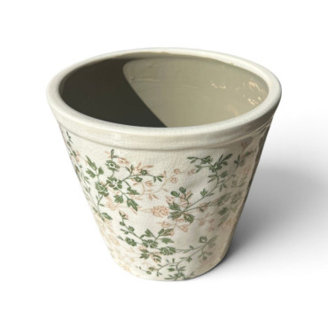Pot de fleurs céramique vert beige 22x20cm