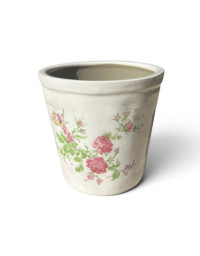 Pot de fleurs rond céramique beige rose 15x15x14cm