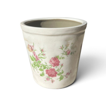 Pot de fleurs rond céramique beige rose 15x15x14cm