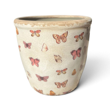 Pot de fleurs beige rose céramique 16x16x16cm