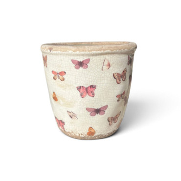 Pot de fleurs rose beige céramique 15x15x14cm