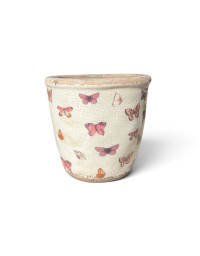 Pot de fleurs rose beige céramique 15x15x14cm