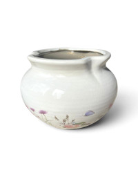 Pot céramique fleurie beige rose 20x14cm