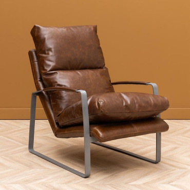 Fauteuil Homy Cuir Brun 64x106x76cm
