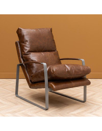 Fauteuil Homy Cuir Brun 64x106x76cm