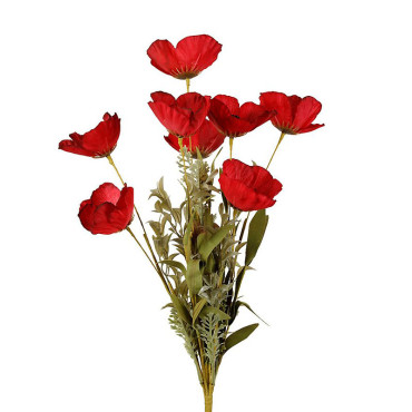 Bouquet Coquelicot Rouge Polyester 53cm