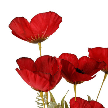 Bouquet Coquelicot Rouge Polyester 53cm
