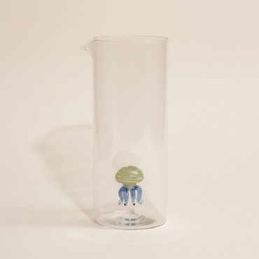 Pichet Poulpe Ocean Jaune Bleu Verre borosilicate 11x9x22cm