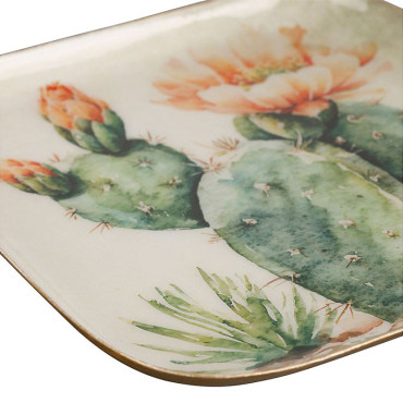 Ensemble 2 plateaux cactus et toucan fer 16x16x2cm