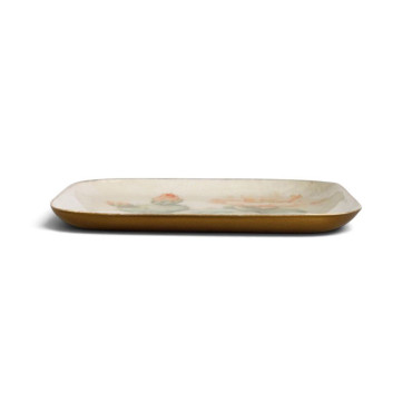 Ensemble 2 plateaux cactus et toucan fer 16x16x2cm