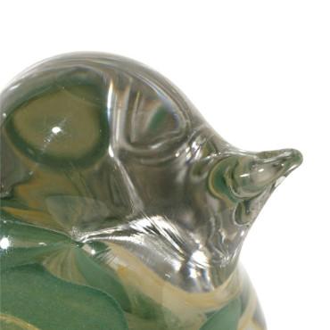 Presse Papier Moineau Serin Vert Verre 12x7x9cm