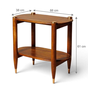 Table d'Appoint Elanza Bois de Manguier Laiton 61x66x38cm