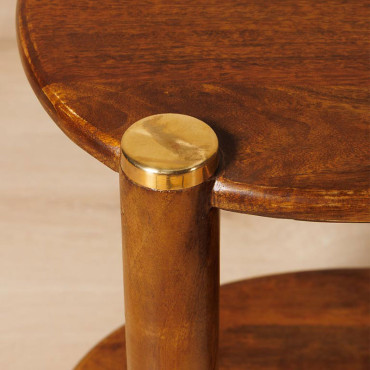 Table d'Appoint Elanza Bois de Manguier Laiton 61x66x38cm