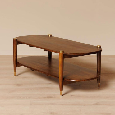 Table Basse Détails Elanza Bois de Manguier Laiton 45x130x56cm