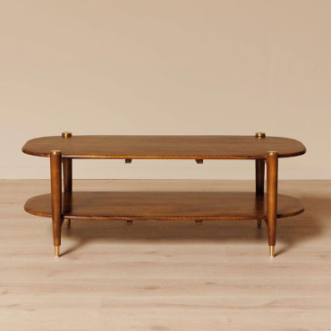 Table Basse Détails Elanza Bois de Manguier Laiton 45x130x56cm