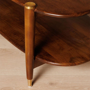 Table Basse Détails Elanza Bois de Manguier Laiton 45x130x56cm