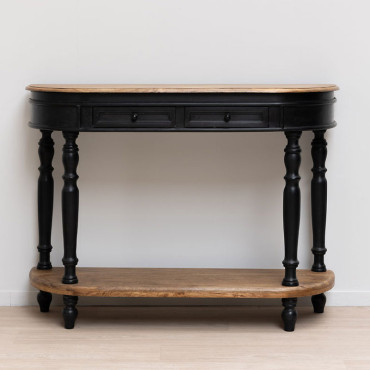 Console deux étages patine noire Nevermore 121x35x91cm