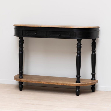 Console deux étages patine noire Nevermore 121x35x91cm