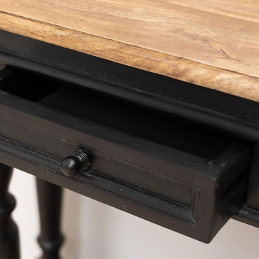 Console deux étages patine noire Nevermore 121x35x91cm