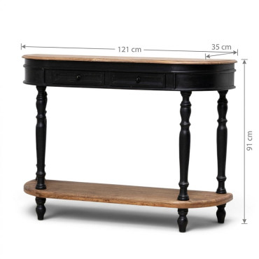 Console deux étages patine noire Nevermore 121x35x91cm