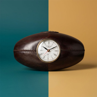 Horloge à poser Ballon de Rugby Cuir 18x34x19cm