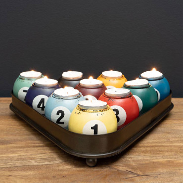 Set 10 Lumignons Snooker base triangle Métal 8x31x29cm