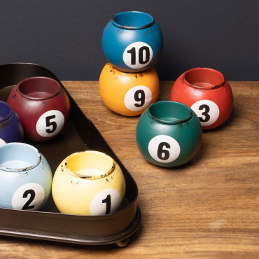 Set 10 Lumignons Snooker base triangle Métal 8x31x29cm