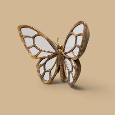Miroir papillon doré 34x21cm