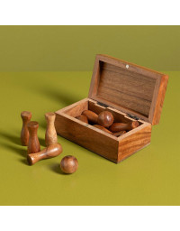 Boîte de Jeux Mini Bowling Bois de Manguier 6x13x8cm