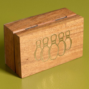 Boîte de Jeux Mini Bowling Bois de Manguier 6x13x8cm