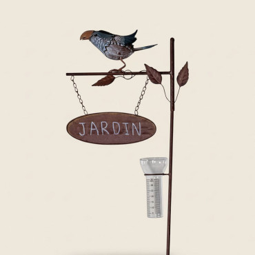 Pluviomètre oiseau bleu 36x16x137cm