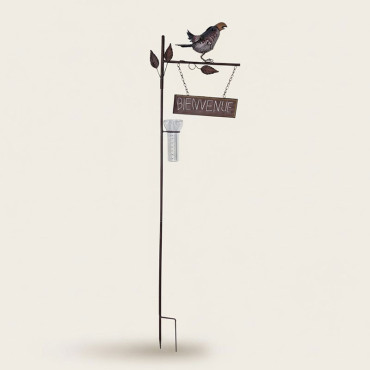 Pluviomètre oiseau Bienvenue 37x15x136cm
