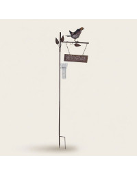 Pluviomètre oiseau Bienvenue 37x15x136cm