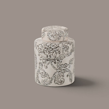 Urne Décorative Porcelaine Blanche 14x14x19cm