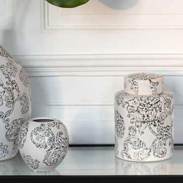 Urne Décorative Porcelaine Blanche 14x14x19cm