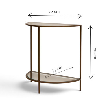 Console Demi Lune Astria Verre 76x70x35cm